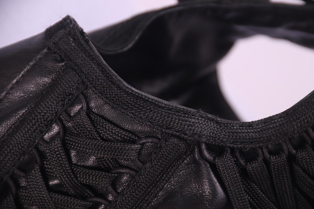 2002 F/W Christian Dior Galliano top corsé de cuero sobre cordones Gris en venta