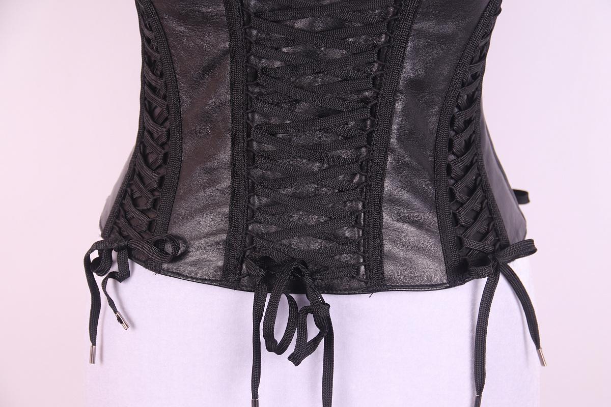 2002 F/W Christian Dior Galliano top corsé de cuero sobre cordones en venta 1