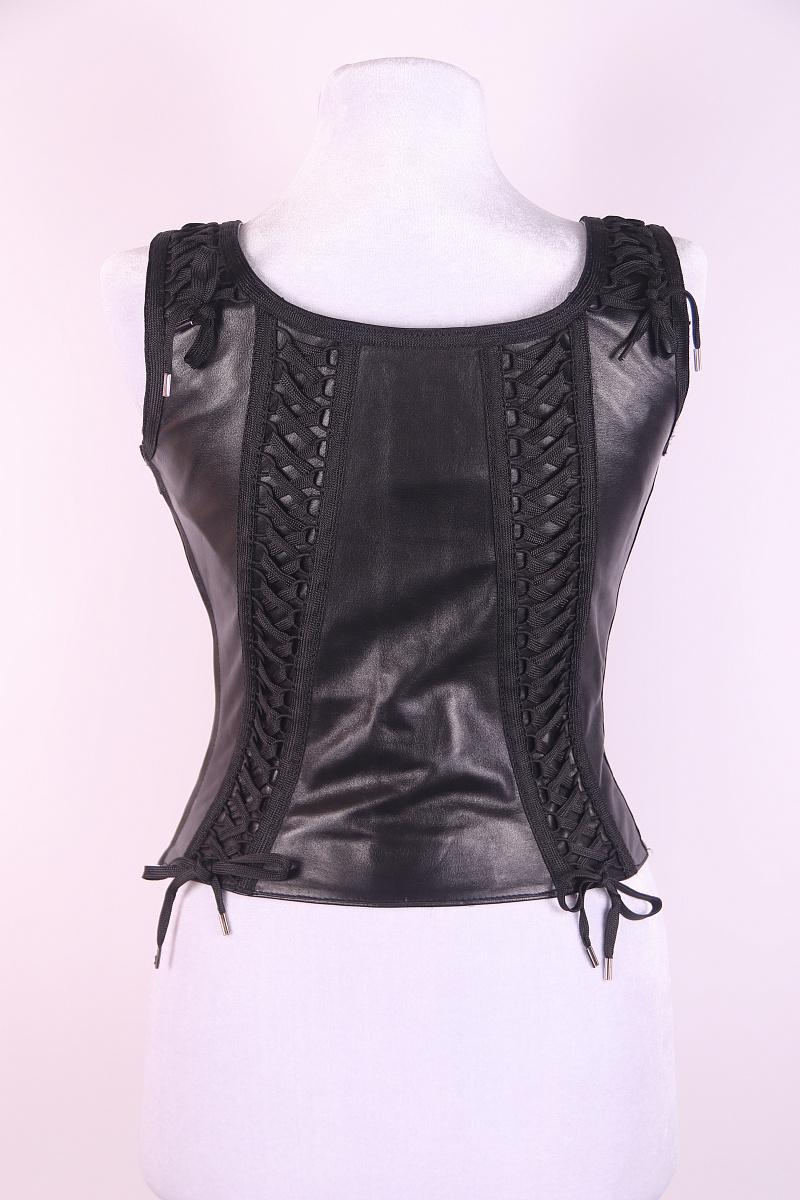 2002 F/W Christian Dior Galliano top corsé de cuero sobre cordones en venta 3