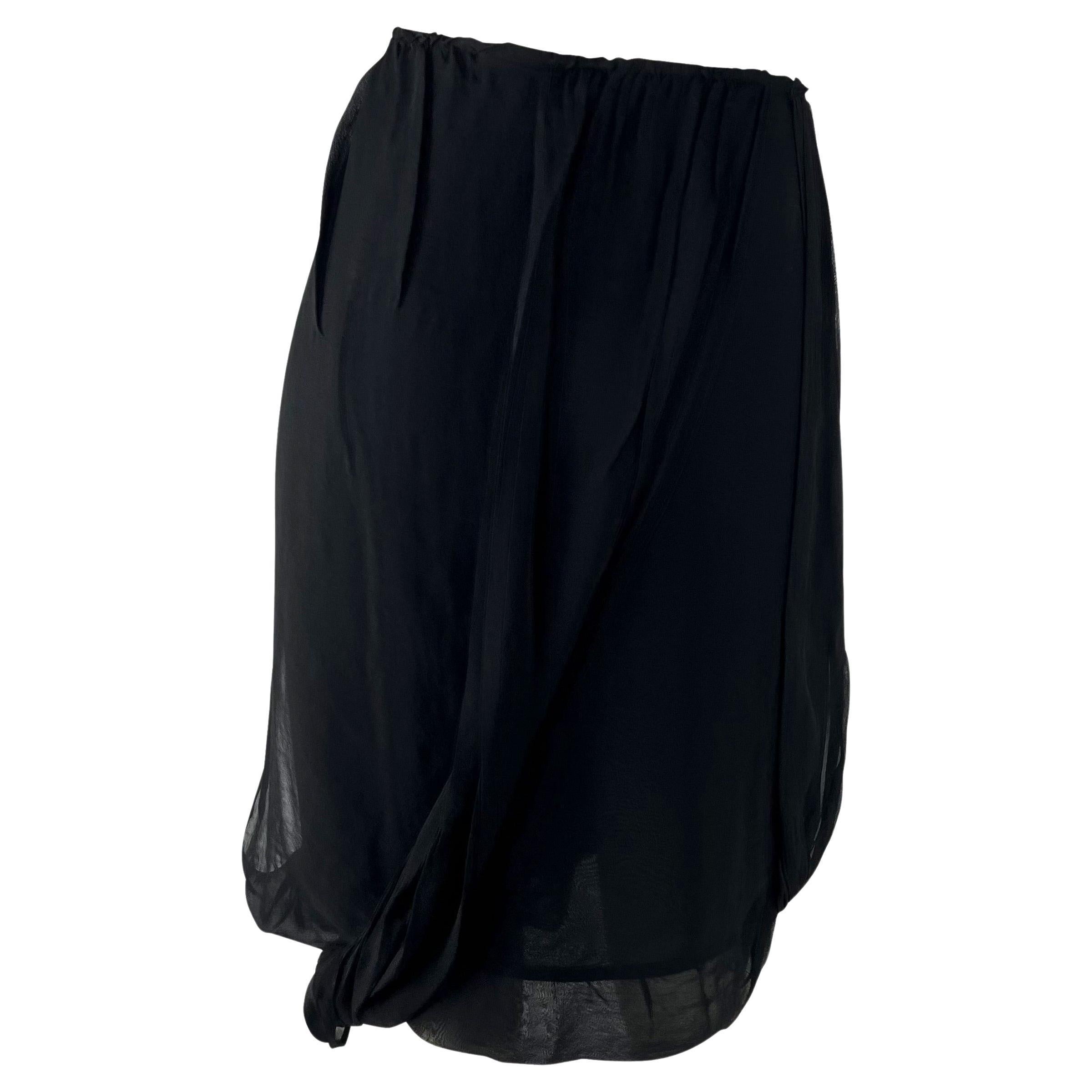 Women's 2002 Gucci by Tom Ford Black Silk Chiffon Sheer Skirt For Sale