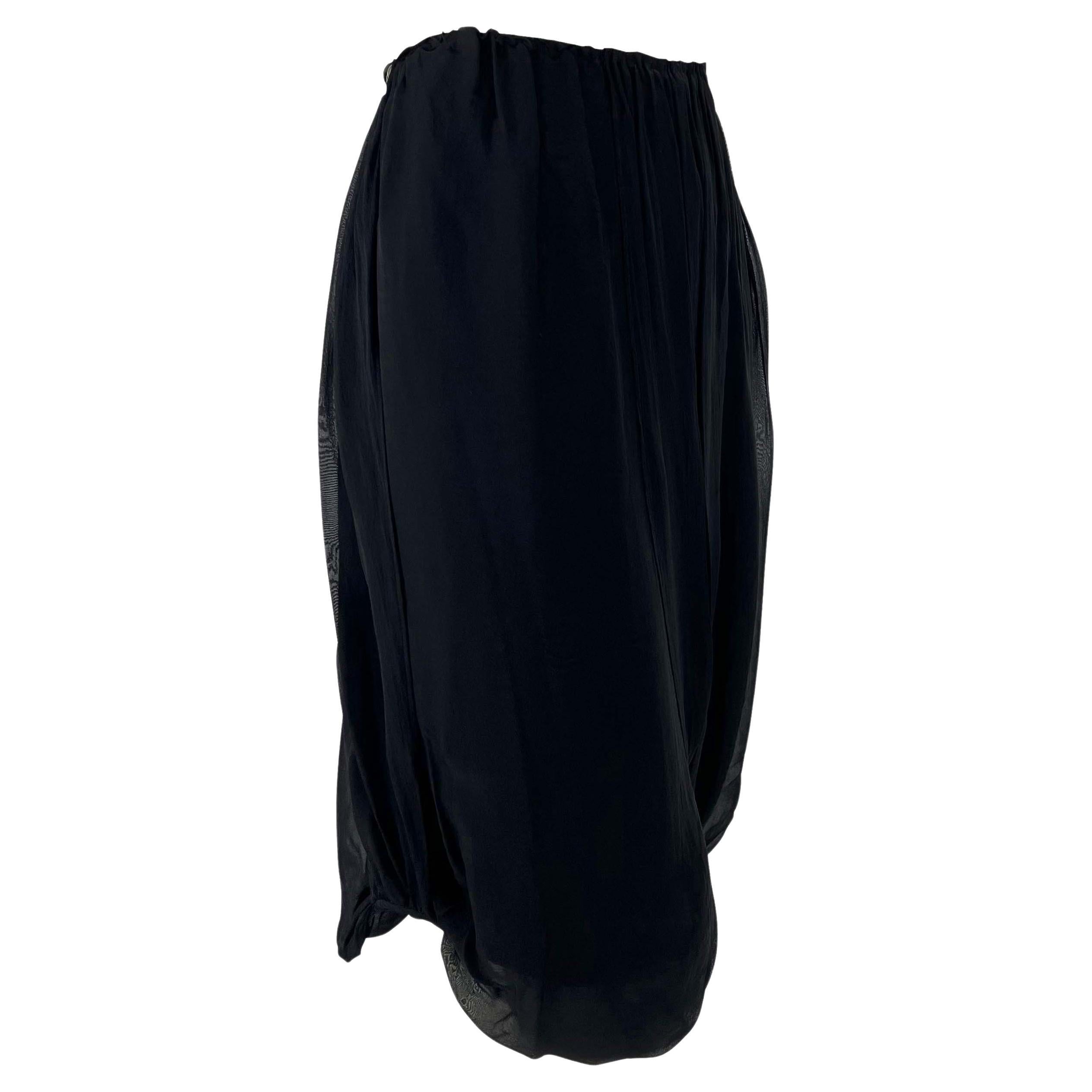 2002 Gucci by Tom Ford Black Silk Chiffon Sheer Skirt For Sale 1