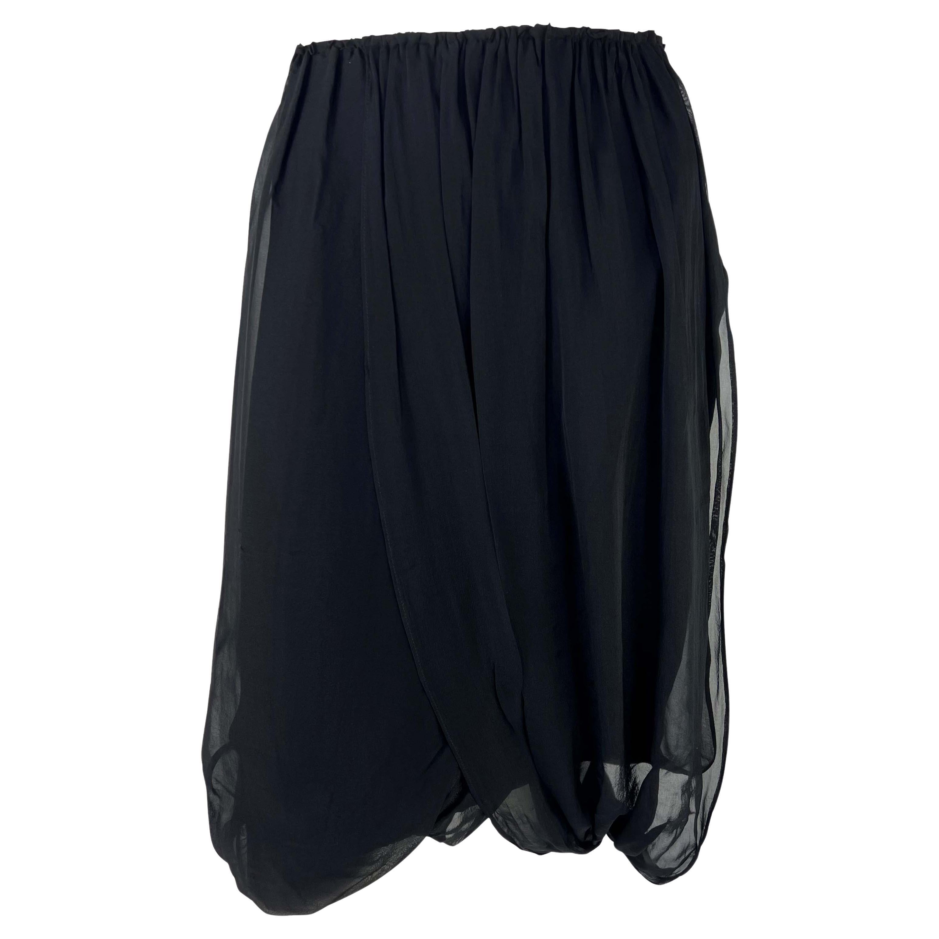 2002 Gucci by Tom Ford Black Silk Chiffon Sheer Skirt For Sale
