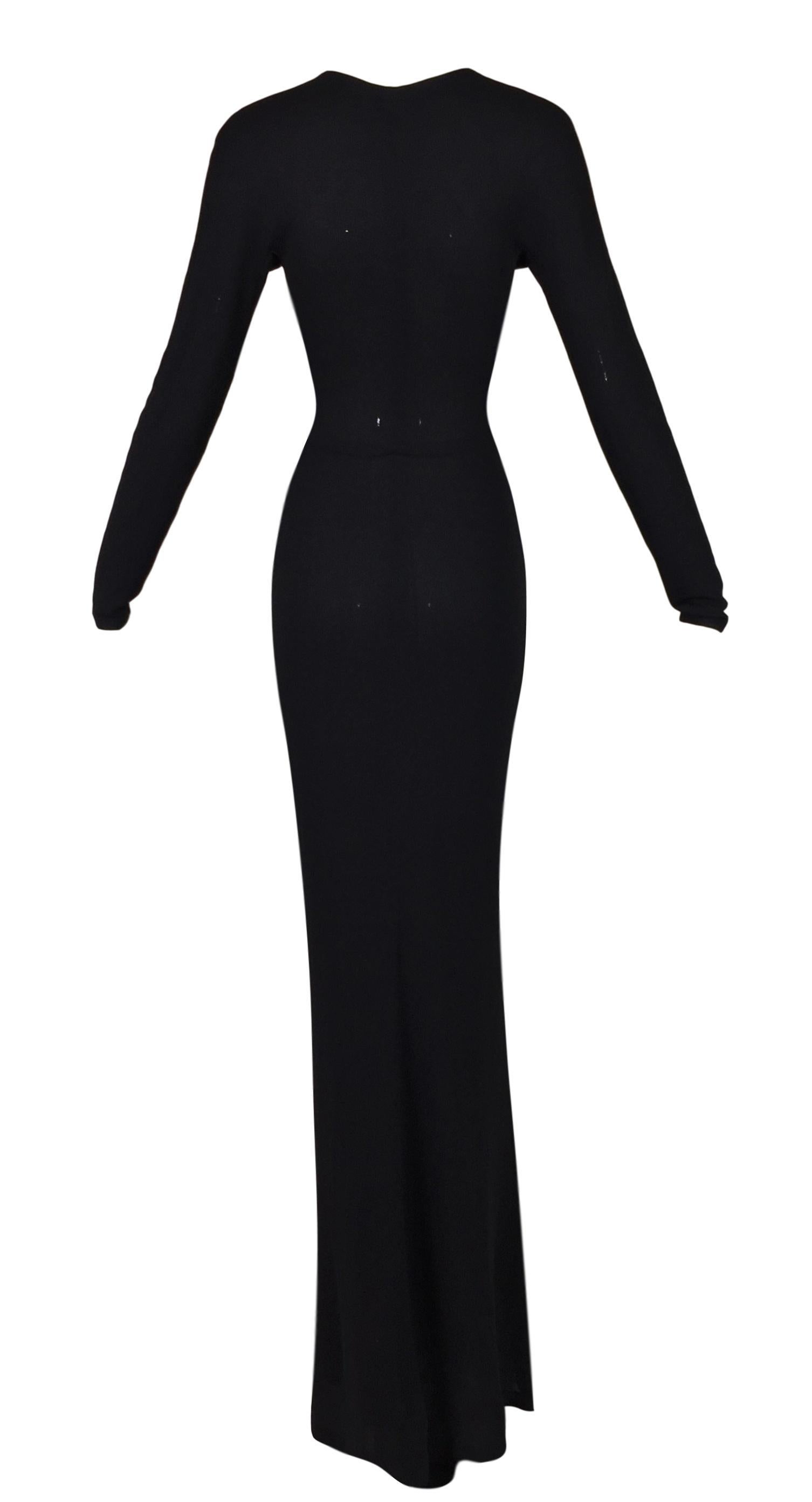 2002 Gucci by Tom Ford Long Black Cut-Out L/S Gown Dress 38 In Good Condition In Yukon, OK