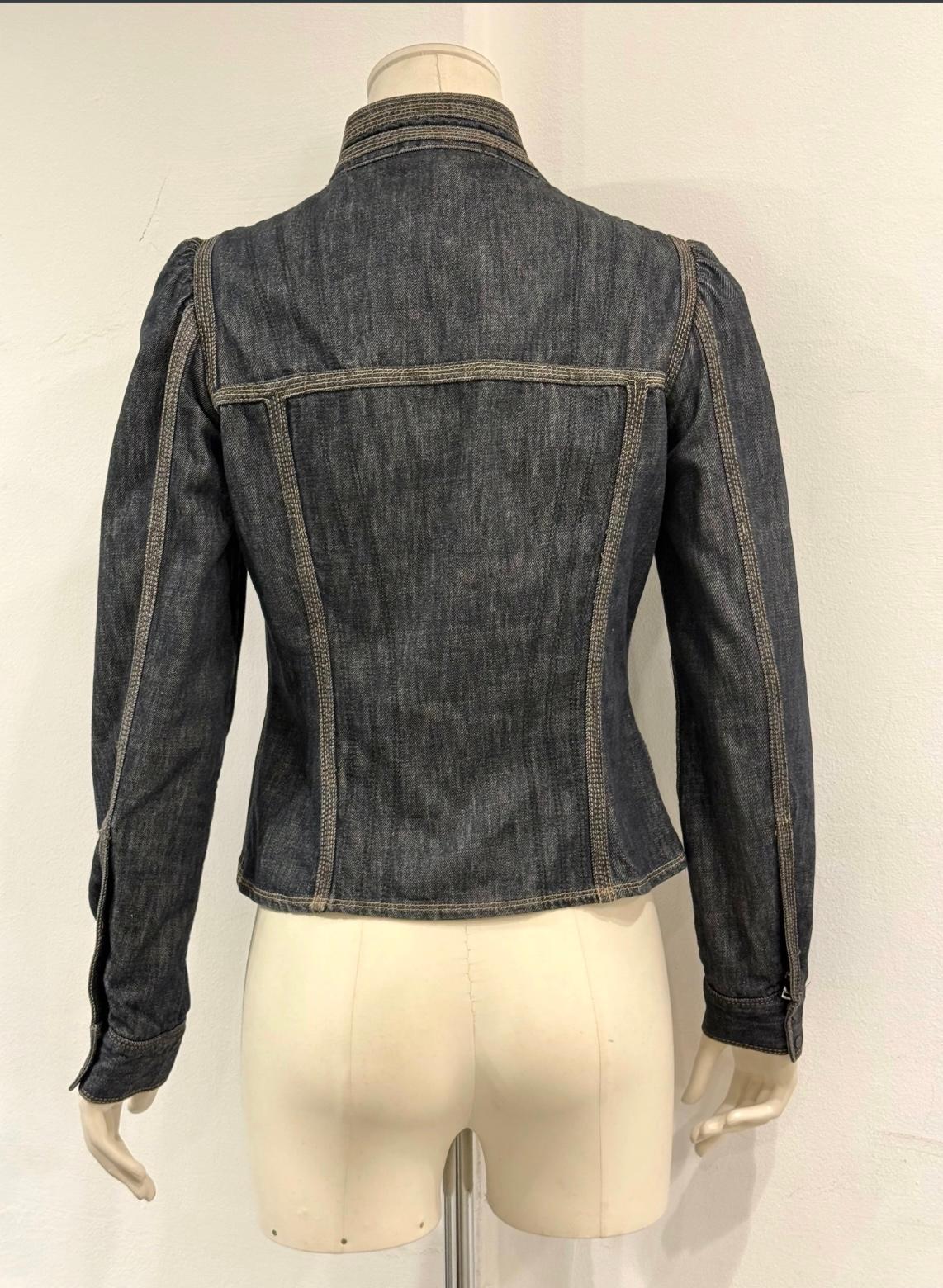 Black 2002 Gucci by Tom Ford veste en denim pour officier militaire en vente