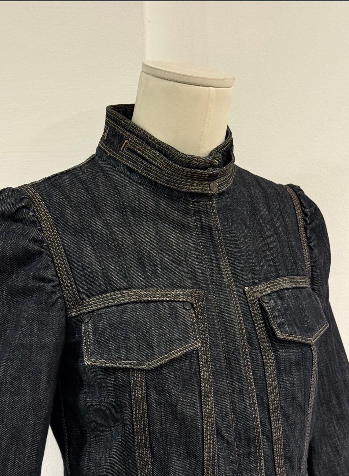 2002 Gucci by Tom Ford veste en denim pour officier militaire Excellent état - En vente à Padova, IT