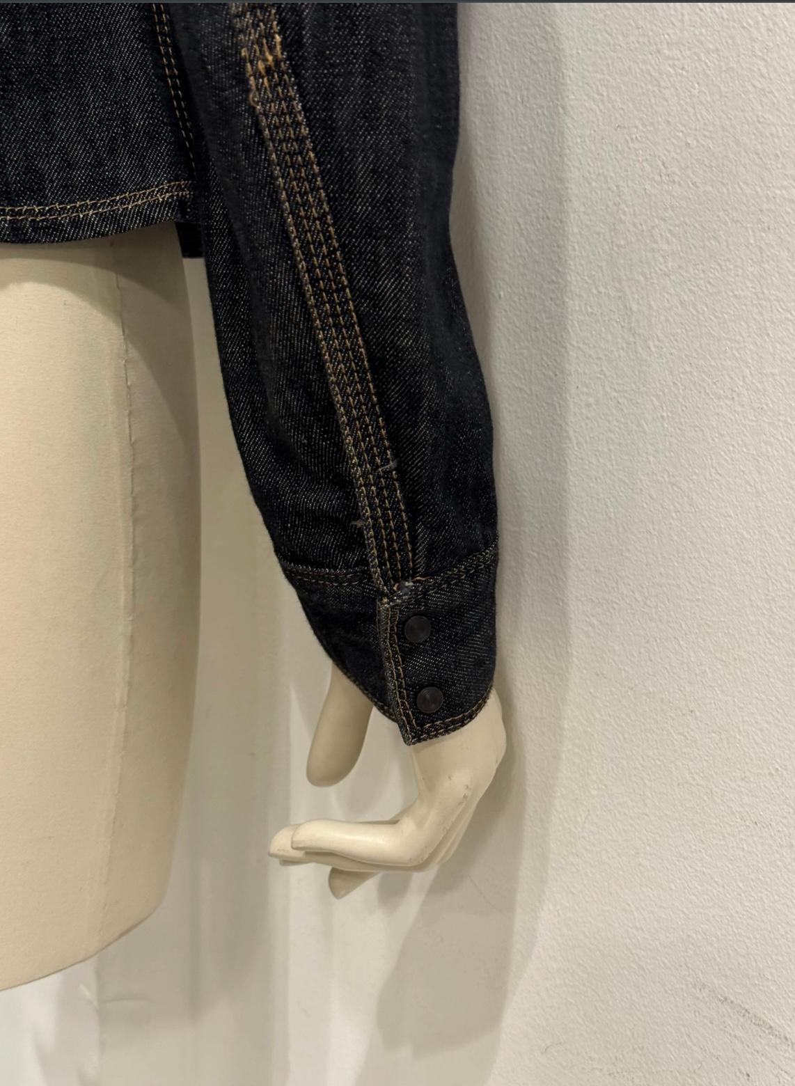 2002 Gucci by Tom Ford veste en denim pour officier militaire en vente 2