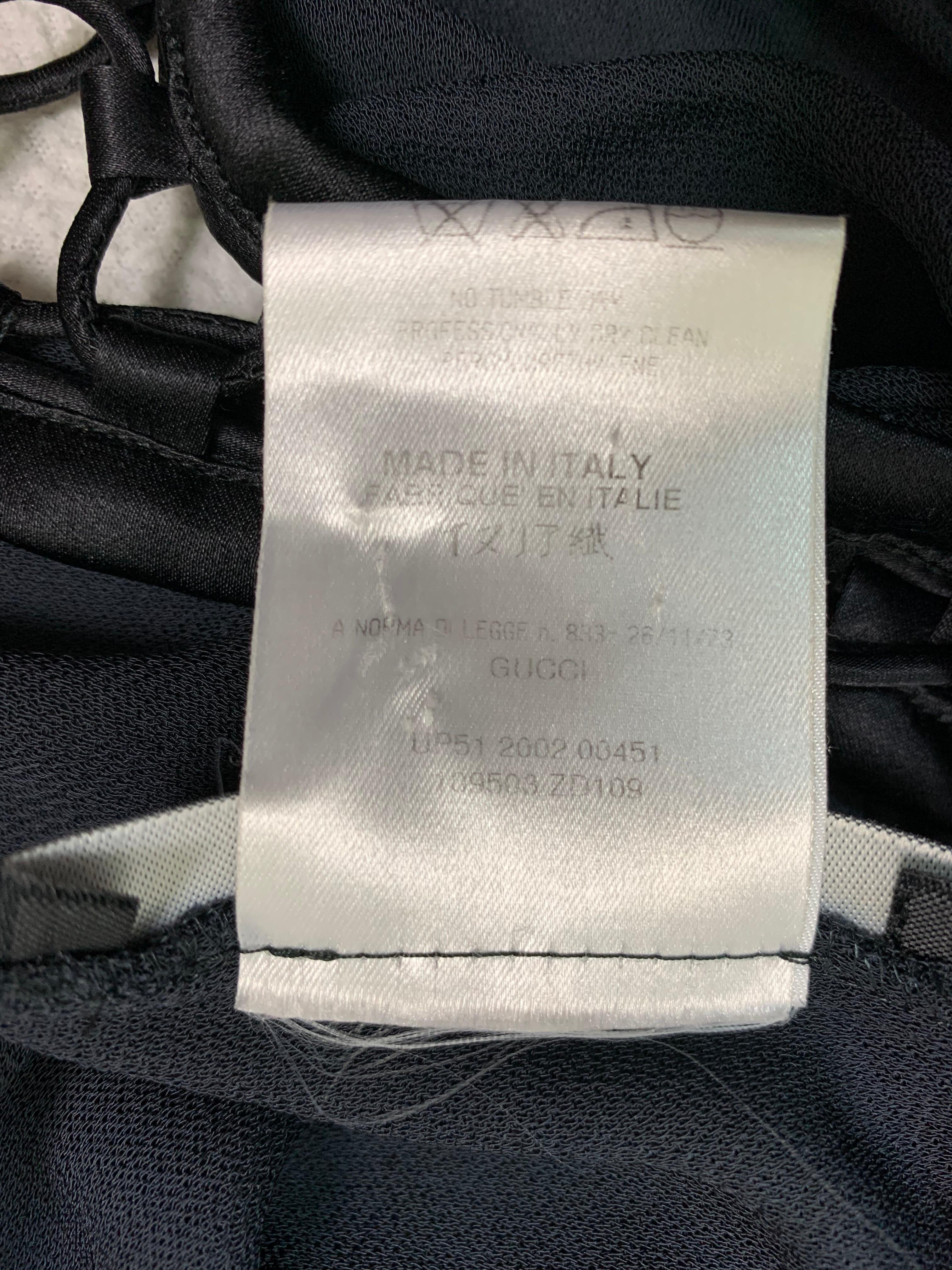 2002 Gucci by Tom Ford Semi-Sheer Plunging Lace Up L/S Dress In Good Condition In Yukon, OK