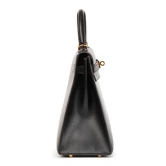 2002 Hermes Black Box Calf Leather Kelly 32cm Sellier