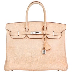 2002 Hermes Orange Dalmation Buffalo Leather Birkin 35cm