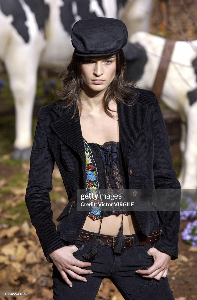 Haut Bustier Vintage Dolce & Gabbana D&G Fall 2002 - Velours Côtelé Marron - Taille S