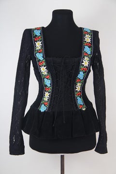 2002 Icône vintage Dolce & Gabbana (D&G) 2002 DOLCE & GABBANA Corset floral Dirndl