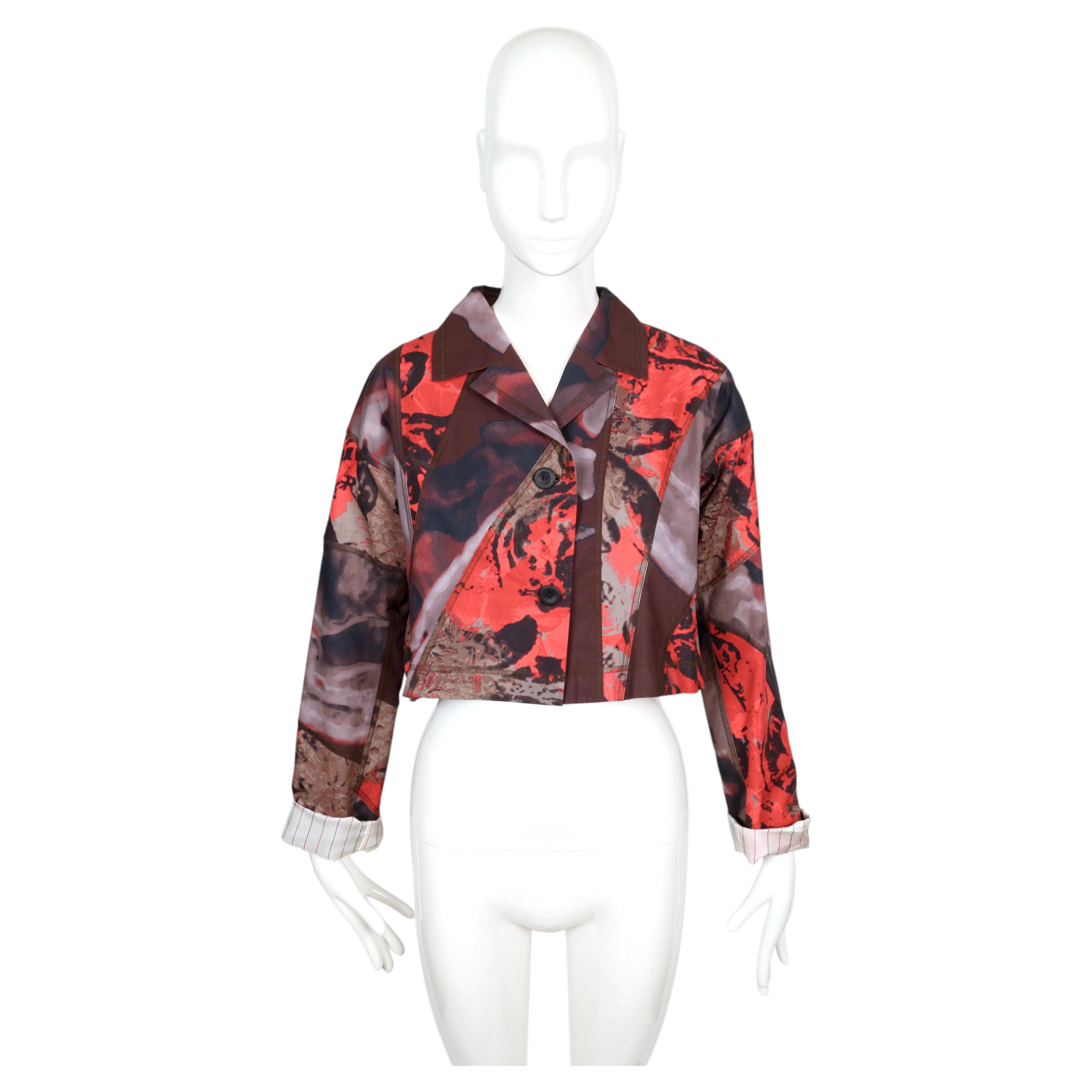 2002 Issey Miyake Printed Cropped Runway Jacket