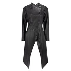 2002 John Galliano Black Lambskin Leather Double Breasted Coat