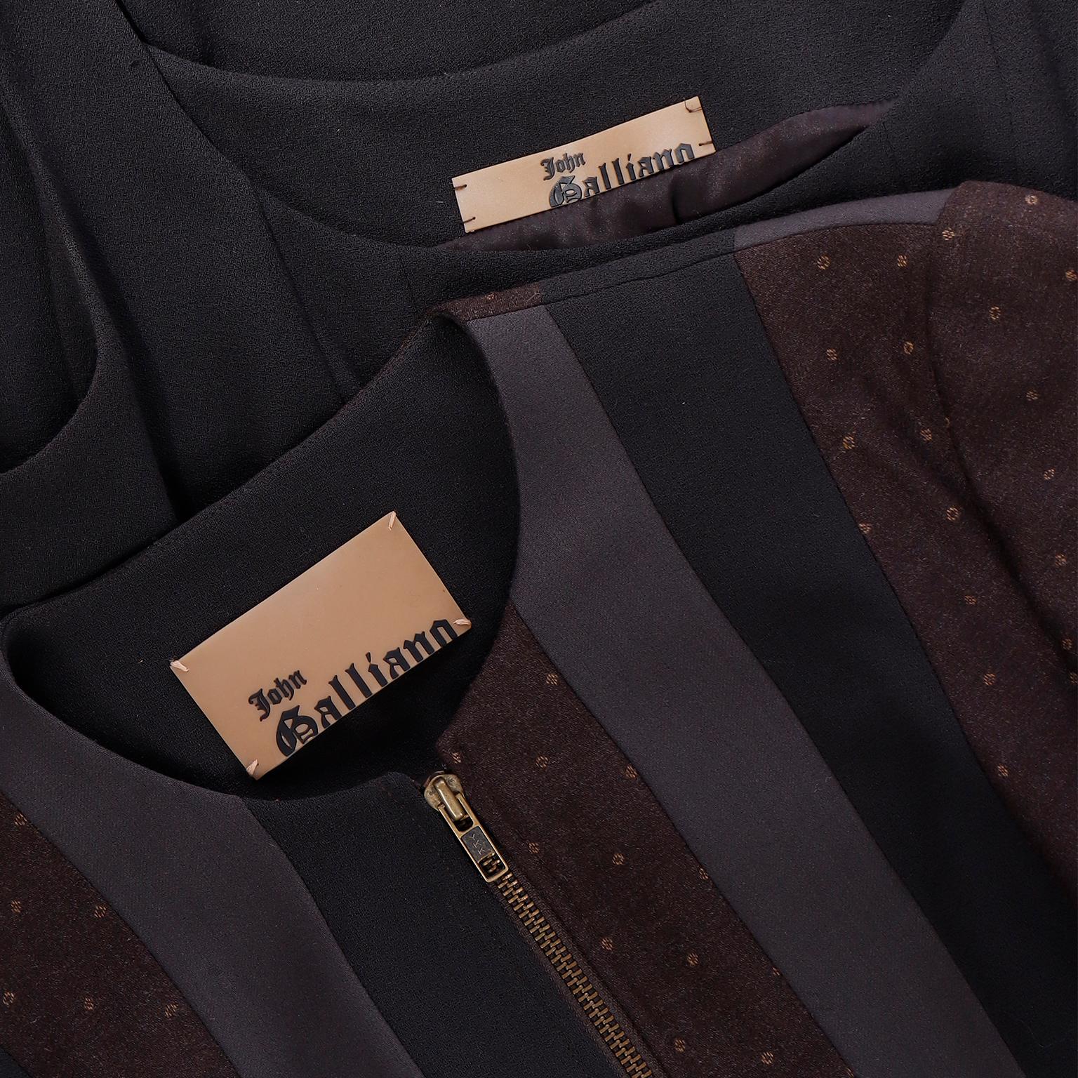 2002 John Galliano Vintage Striped Zip Front Jacket and Godet Dress Ensemble For Sale 6