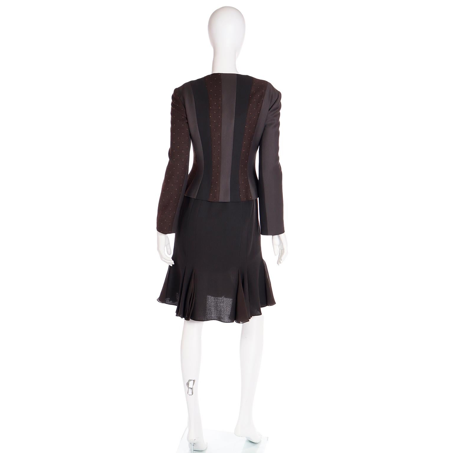 Women's 2002 John Galliano Vintage Striped Zip Front Jacket and Godet Dress Ensemble For Sale