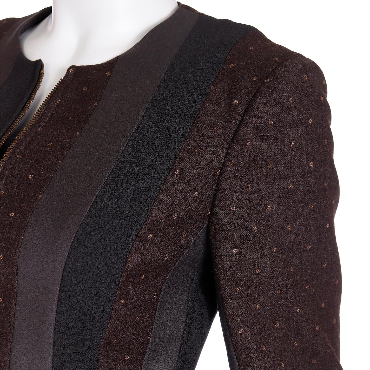 2002 John Galliano Vintage Striped Zip Front Jacket and Godet Dress Ensemble For Sale 4