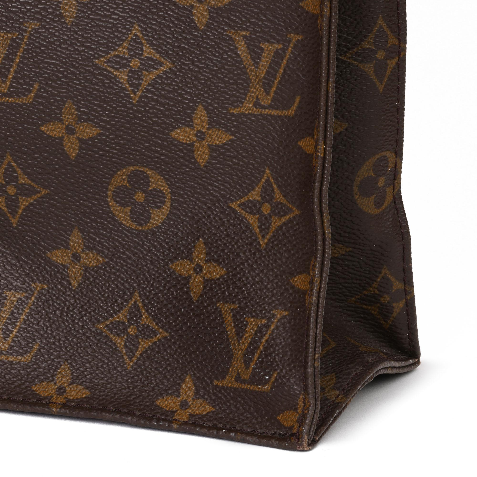 2002 Louis Vuitton Brown Monogram Coated Canvas & Vachetta Leather Sac Plat 3