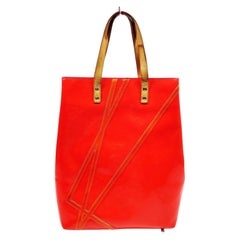 2002 Louis Vuitton Red Vernis Patent Leather Reade Tote Bag by Robert Wilson