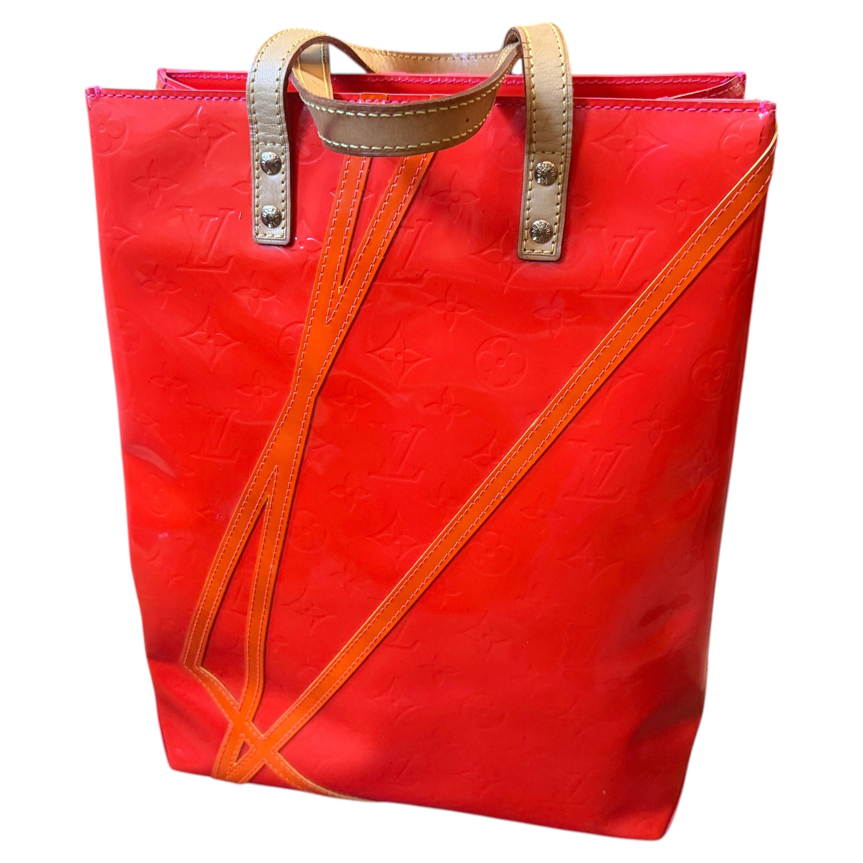 2002 Louis Vuitton Red Vernis Patent Leather Reade Tote Bag by Robert Wilson