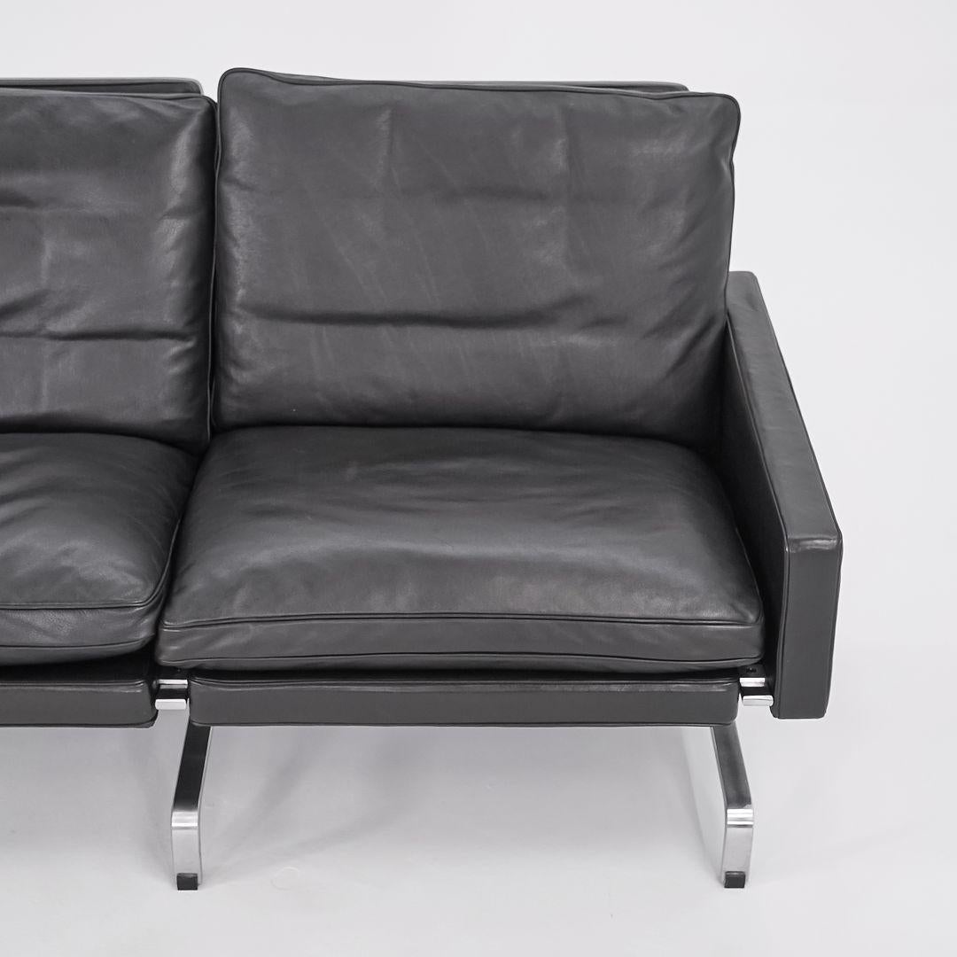 2002 Poul Kjaerholm für Fritz Hansen PK31 Dreisitzer-Sofa aus schwarzem Leder im Angebot 3