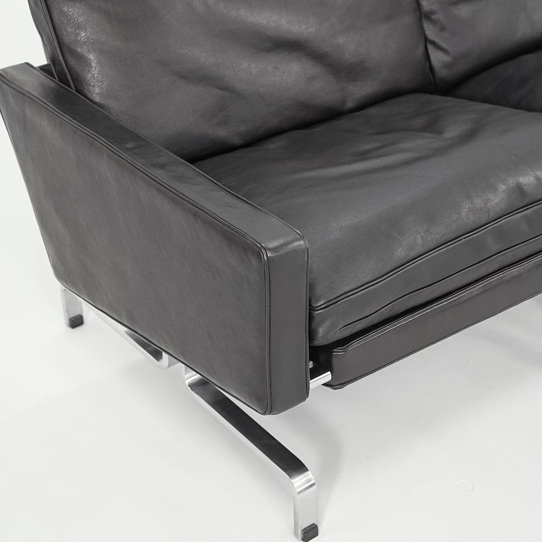 2002 Poul Kjaerholm für Fritz Hansen PK31 Dreisitzer-Sofa aus schwarzem Leder im Angebot 4