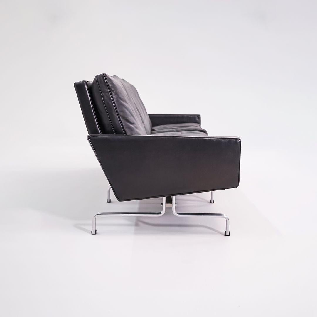 Moderne 2002 Poul Kjaerholm for Fritz Hansen PK31 Canapé trois places en cuir noir en vente
