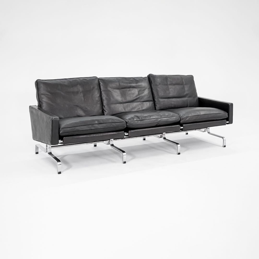 2002 Poul Kjaerholm für Fritz Hansen PK31 Dreisitzer-Sofa aus schwarzem Leder (Moderne) im Angebot