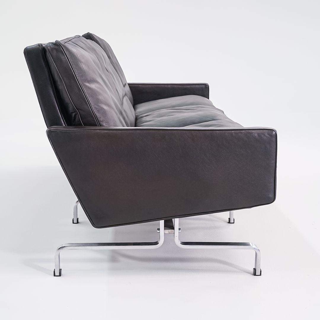 2002 Poul Kjaerholm für Fritz Hansen PK31 Dreisitzer-Sofa aus schwarzem Leder (Stahl) im Angebot