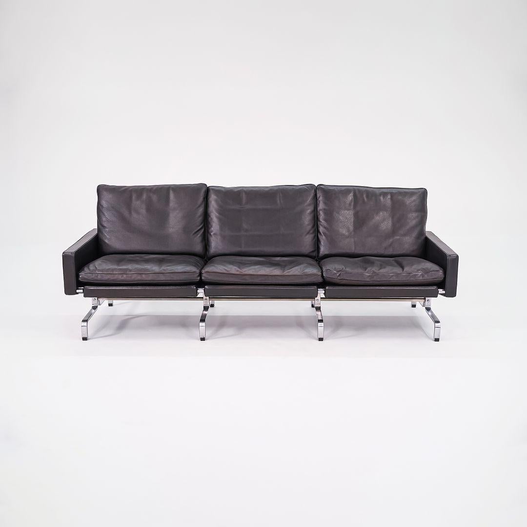2002 Poul Kjaerholm for Fritz Hansen PK31 Canapé trois places en cuir noir en vente 2