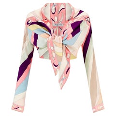 2002 Pucci Wrap Over Cropped Silk Blouse