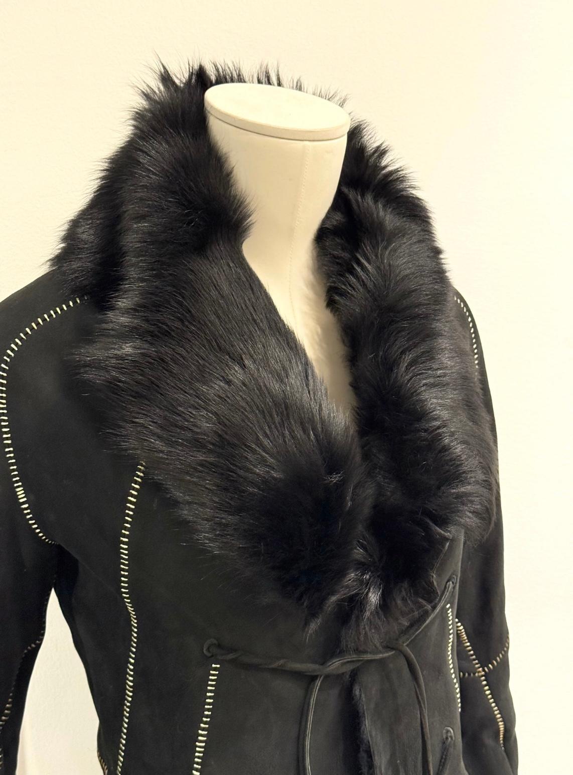 2002 Roberto Cavalli - Veste ajustée en shearling avec col en fourrure véritable Excellent état - En vente à Milano, Lombardia