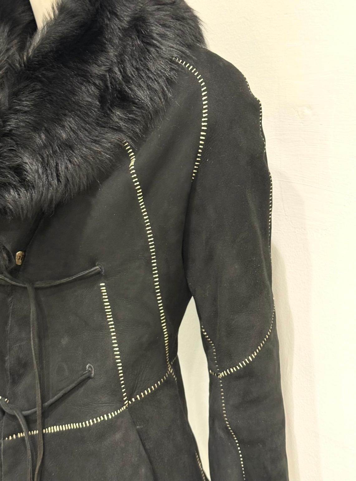2002 Roberto Cavalli - Veste ajustée en shearling avec col en fourrure véritable Pour femmes en vente