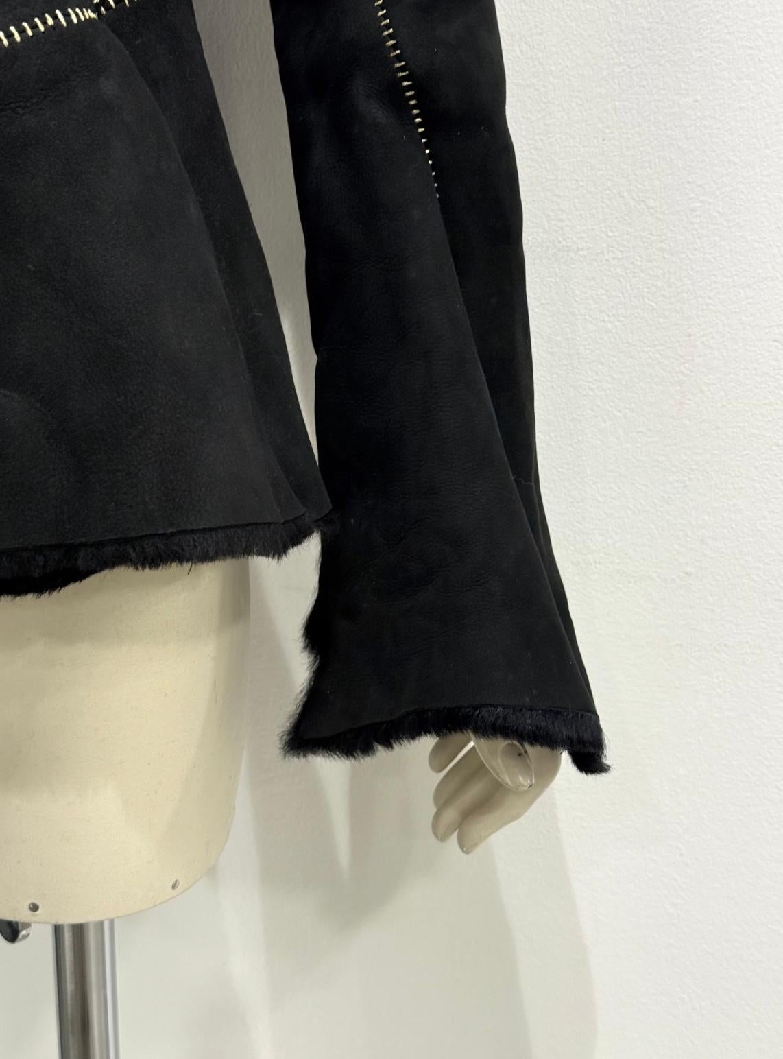 2002 Roberto Cavalli - Veste ajustée en shearling avec col en fourrure véritable en vente 1