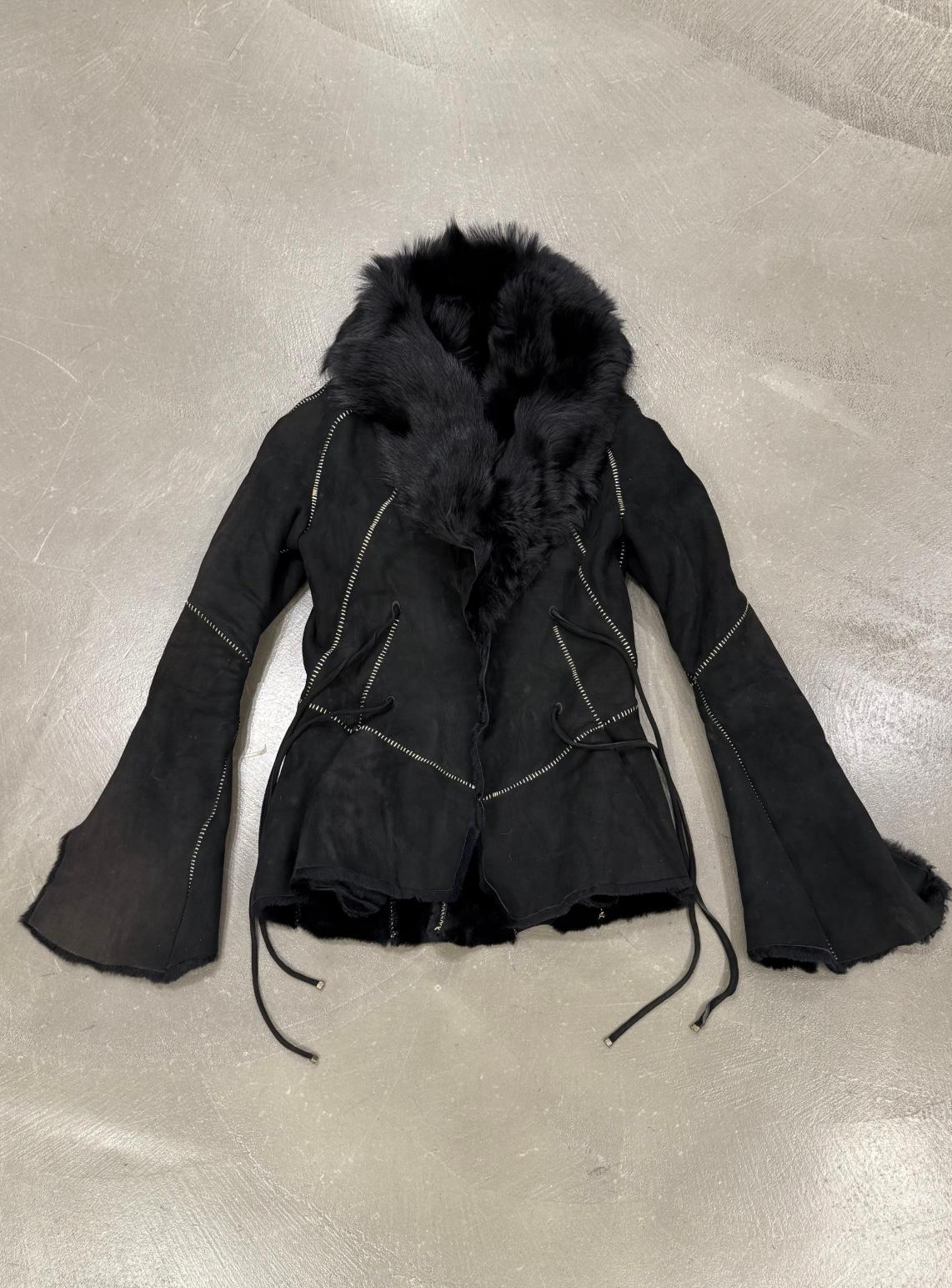 2002 Roberto Cavalli - Veste ajustée en shearling avec col en fourrure véritable en vente 3