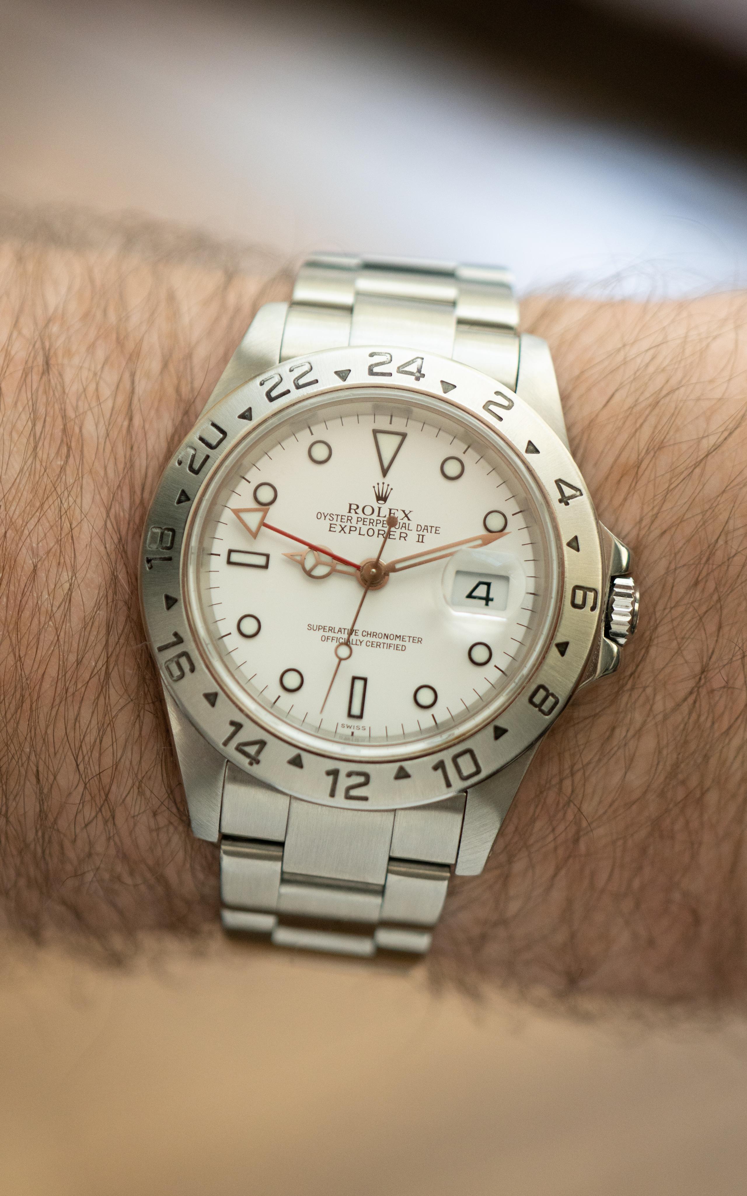 2002 Rolex Explorer II Stainless Steel Model 16570 In Good Condition For Sale In New York, NY