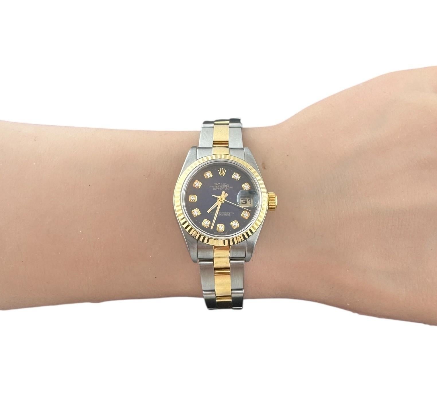 2002 Rolex Ladies DateJust Reloj Esfera Diamante Azul Dos Tonos 79173 #23237 en venta 10