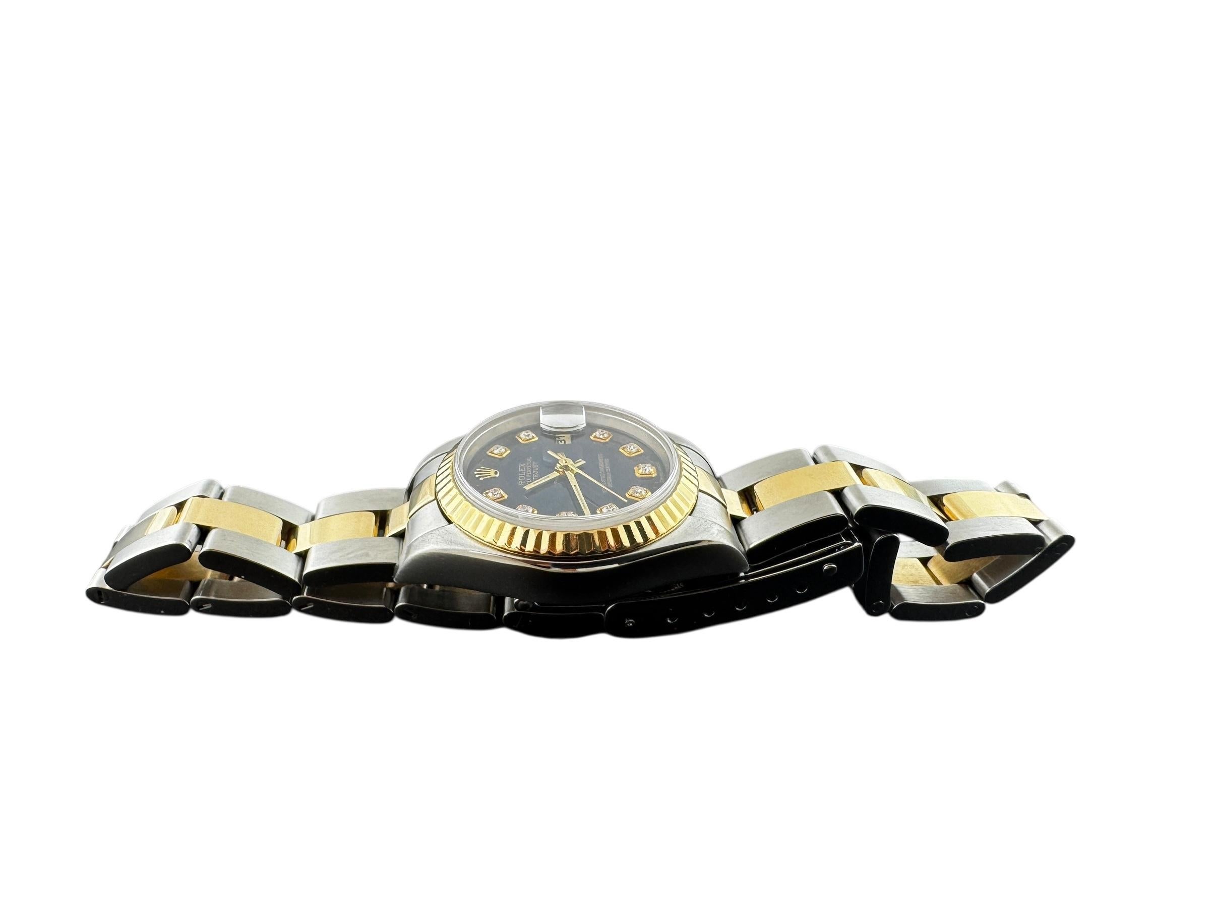 2002 Rolex Ladies DateJust Reloj Esfera Diamante Azul Dos Tonos 79173 #23237 en Bueno estado para la venta en Washington Depot, CT