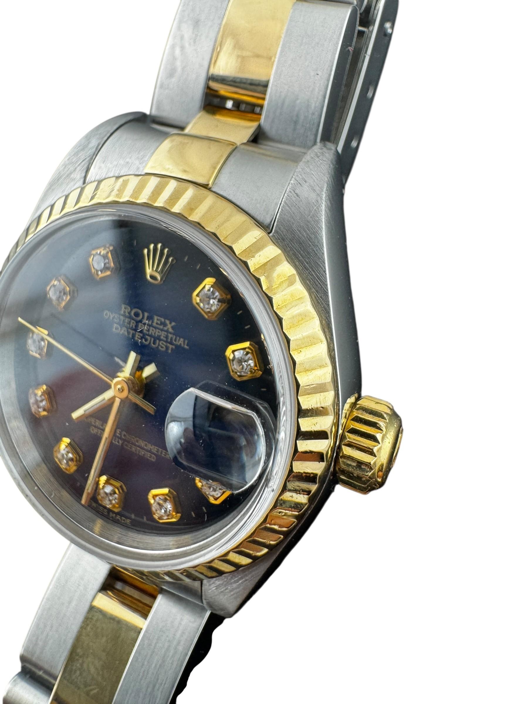 2002 Rolex Ladies DateJust Reloj Esfera Diamante Azul Dos Tonos 79173 #23237 en venta 3