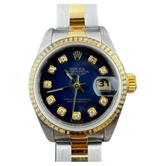 2002 Rolex Ladies DateJust Two Tone Blue Diamond Dial Watch 79173 #23237
