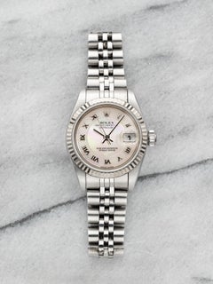 2002 Rolex Lady-Datejust 179174 Steel WG MOP Guilloche Dial 26mm
