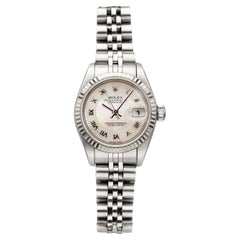 2002 Rolex Lady-Datejust 179174 Steel WG MOP Guilloche Dial 26mm