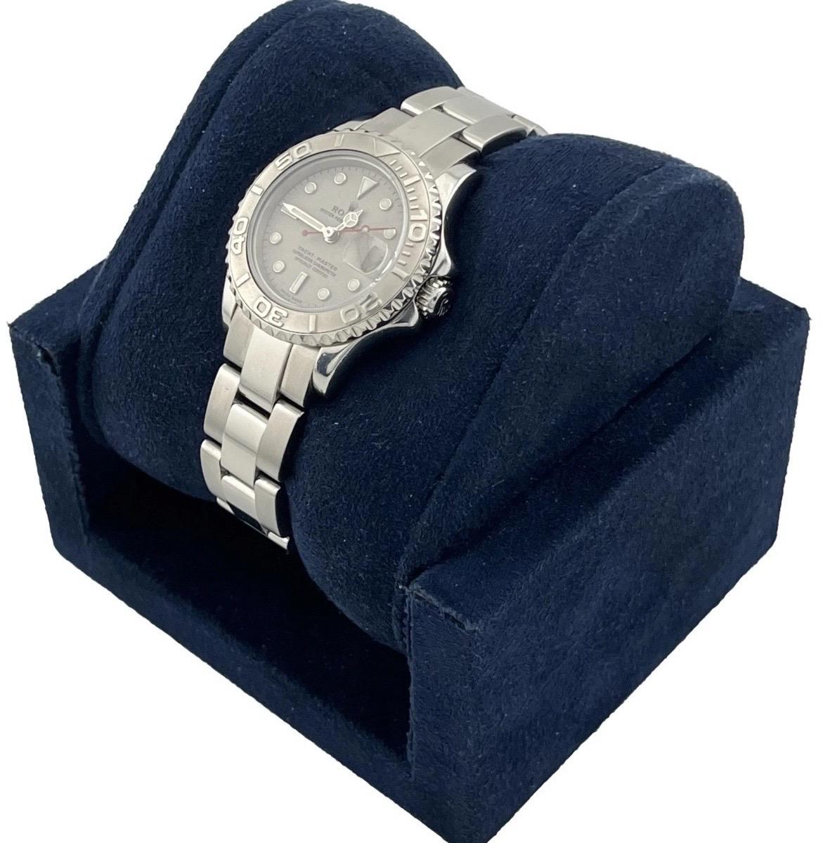 2002 Rolex Yacht-Master Automatic 29mm Platinum Dial Ladies Watch 16922 In Good Condition For Sale In Boca Raton, FL