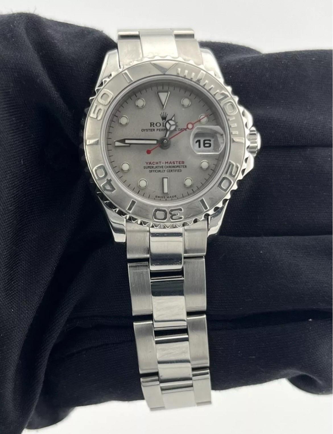 2002 Rolex Yacht-Master Automatic 29mm Platinum Dial Ladies Watch 16922 For Sale 2