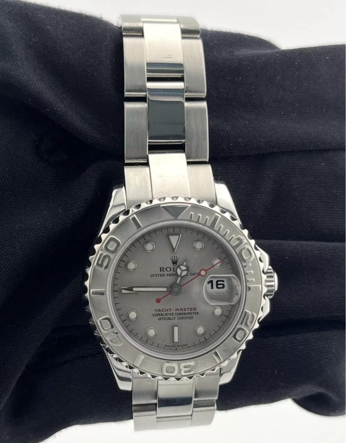 2002 Rolex Yacht-Master Automatic 29mm Platinum Dial Ladies Watch 16922 For Sale 3