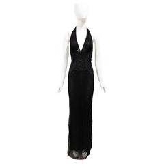 2002 S/S Gianni Versace Halbdurchsichtiges schwarzes Trägerkleid