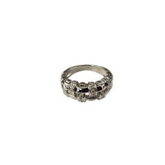 2002 Tiffany & Co. 18K White Gold Diamond Vannerie Basket Weave Ring 6.5 #18296