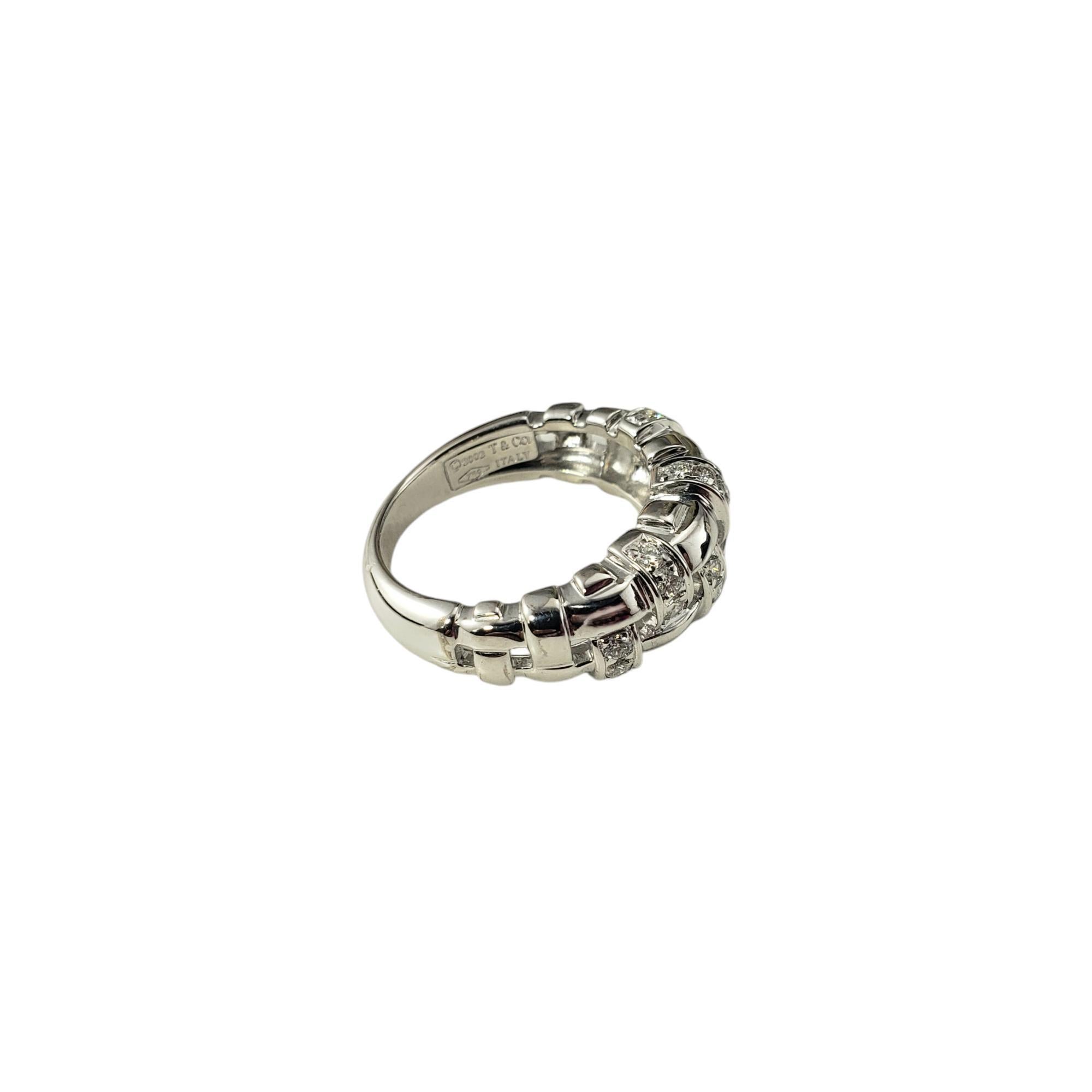 Brilliant Cut 2002 Tiffany & Co. 18K White Gold Diamond Vannerie Basket Weave Ring 6.5 #18296