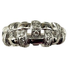 2002 Tiffany & Co. 18K White Gold Diamond Vannerie Basket Weave Ring 6.5 #18296