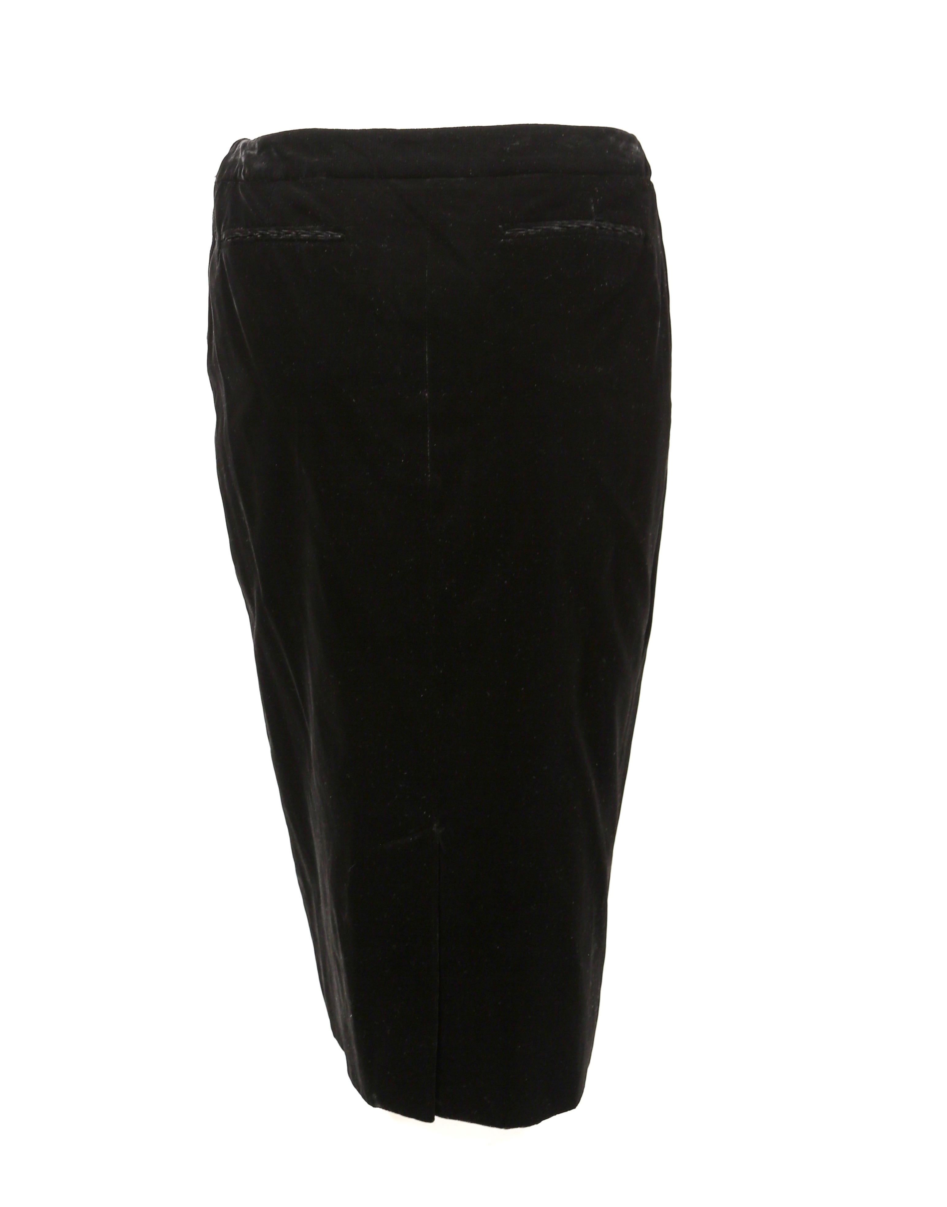 Women's 2002 TOM FORD for YVES SAINT LAURENT black velvet runway skirt suit