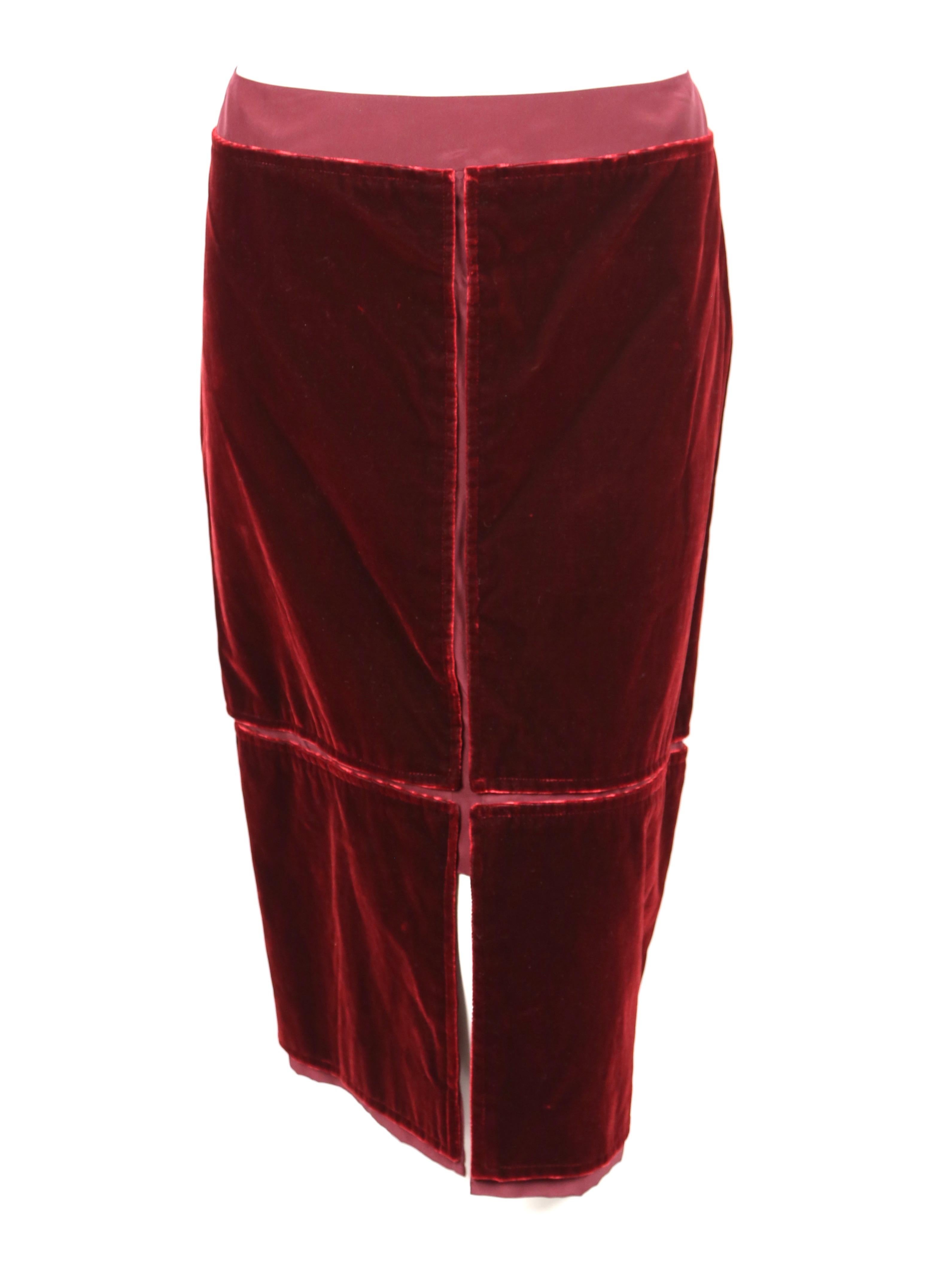 Women's 2002 TOM FORD for YVES SAINT LAURENT burgundy velvet runway suit For Sale